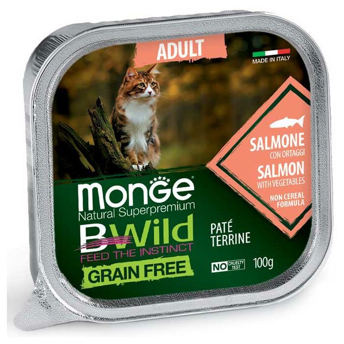 Monge BWild Adult grain free Paté losos sa povrćem hrana za mačke 100 g