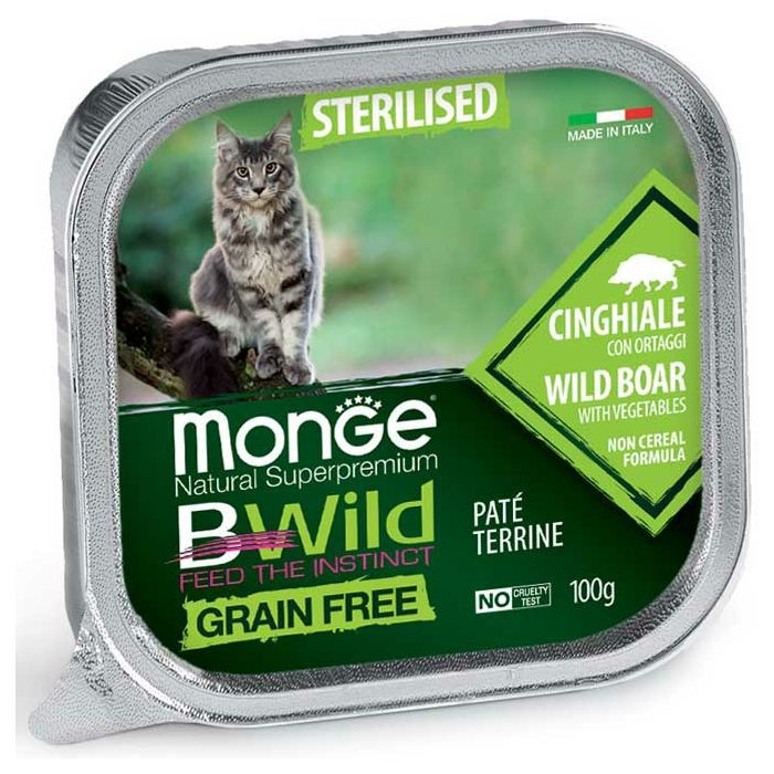 Monge BWild Sterilised grain free Paté - vepar sa povrćem pašteta za sterilisane mačke 100g
