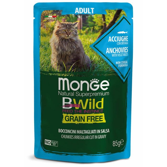 Monge BWild Sterilised grain free inćuni sa povrćem hrana za mačke 85 g