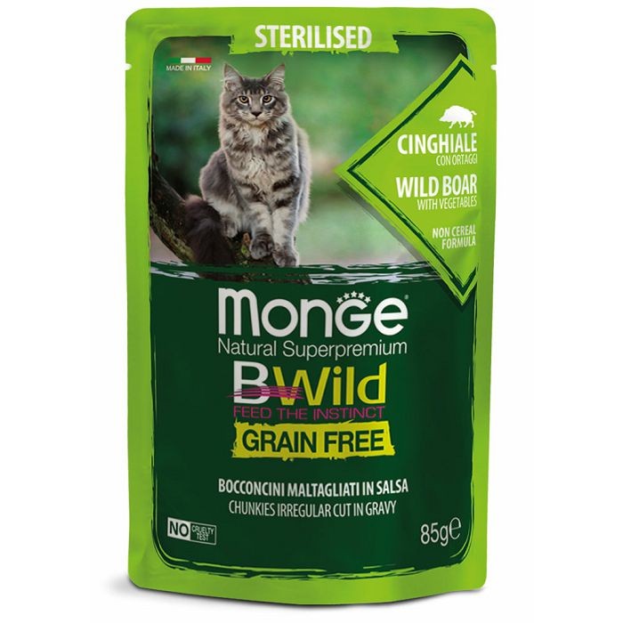 Monge BWild Sterilised grain free vepar sa povrćem hrana za sterilisane mačke 85 g