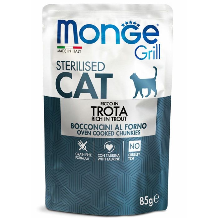 Monge Grill Sterilised Cat - pastrmka u želeu hrana za sterilisane mačke 85g