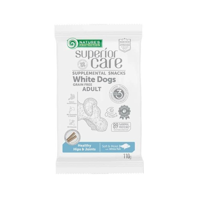 Nature's Protection Adult White Dogs Healthy Hips & Joints White Fish / bijela riba poslastica za bijele pse 110g