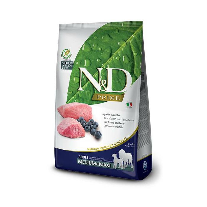 N&D Adult Medium & Maxi Prime - janjetina i borovnica suha hrana za pse 12kg