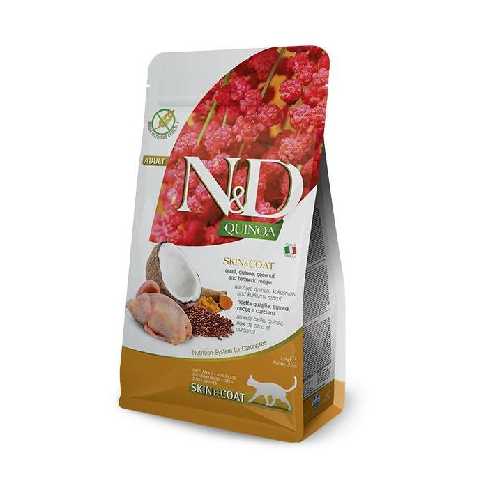 N&D Adult Quinoa Skin & Coat / prepelica hrana za mačke 300 g