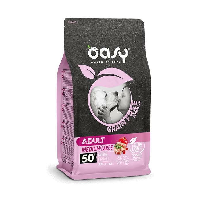 OASY Grain Free Adult Medium / Large Pork - svinjetina suha hrana bez žitarica za pse 12kg