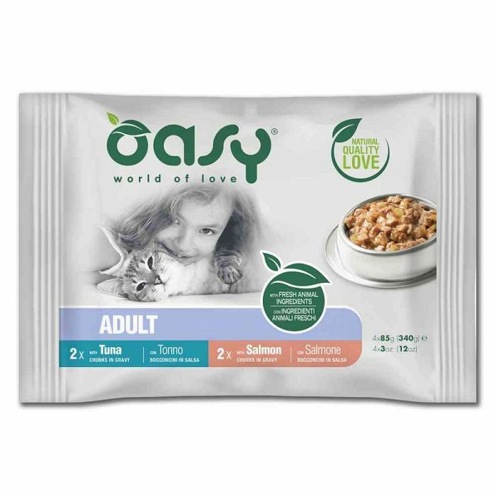 OASY ADULT multipack tuna i losos hrana za mačke 4 x 85 g