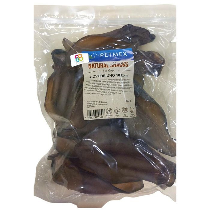 Petmex Natural Snacks goveđe uho 10kom poslastica za pse 600g