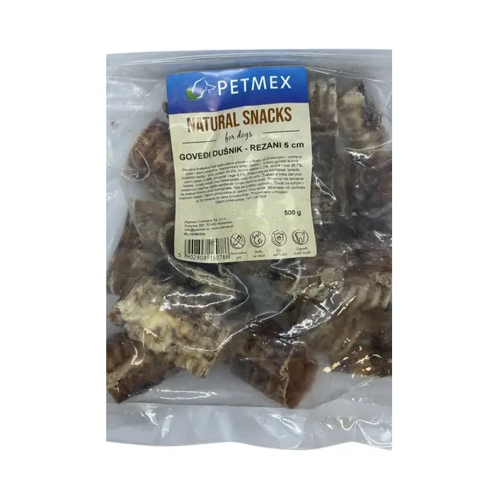 Petmex Natural Snacks goveđi dušnik - rezani 5cm poslastica za pse 500g