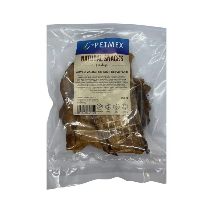 Petmex Natural Snacks goveđi zalisci od kože četvrtasti poslastica za pse 200g