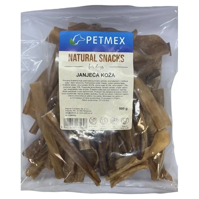 Petmex Natural Snacks janjeća koža poslastica za pse 500g