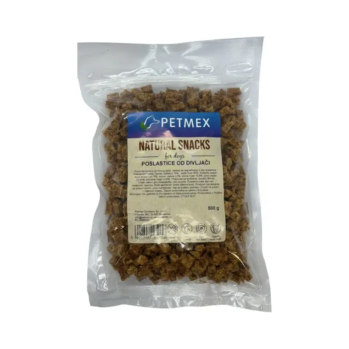 Petmex Natural Snacks kockice divljači poslastica za pse 500g