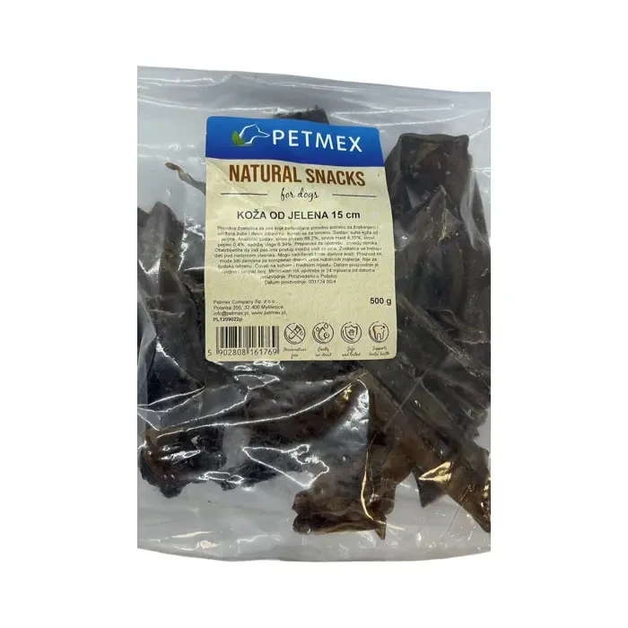 Petmex Natural Snacks koža od jelena 15cm poslastica za pse 500g