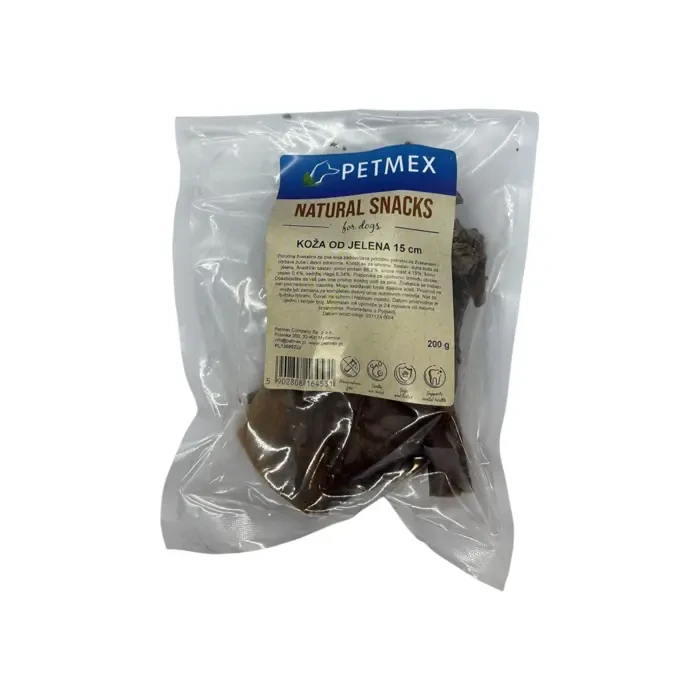 Petmex Natural Snacks koža od jelena 15cm poslastica za pse 200g