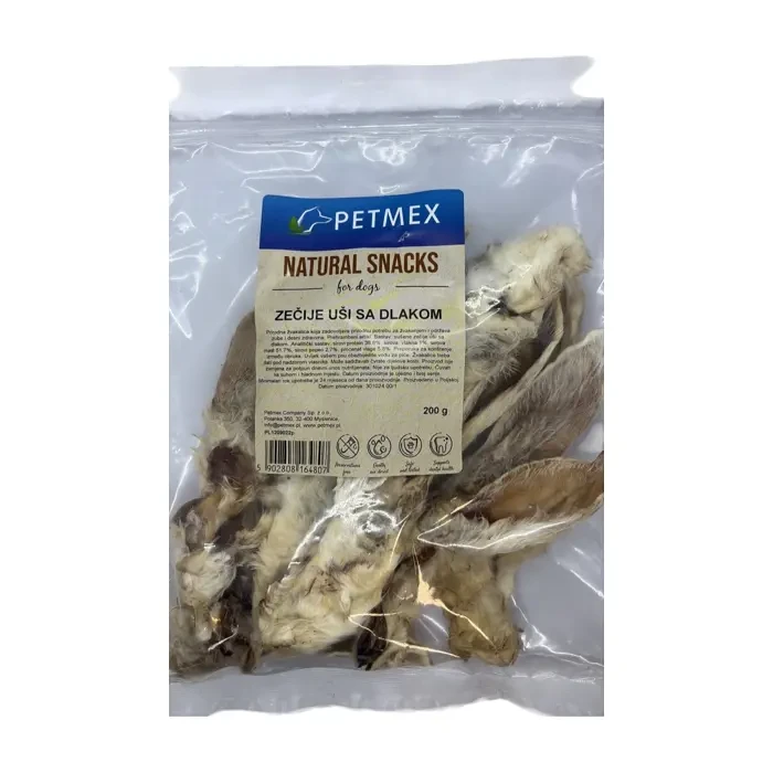 Petmex Natural Snacks zečije uši sa dlakom poslastica za pse 200g