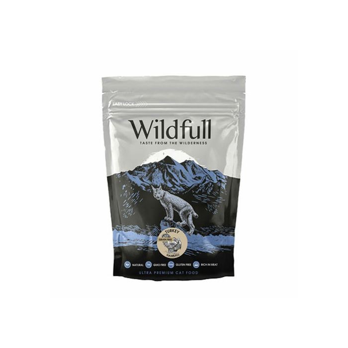 Wildfull Cat Turkey Hairball - puretina suha hrana za mačke 400g