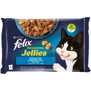 FELIX® SENSATIONS losos sa škampima i pastrmkom hrana za mačke 4x85g