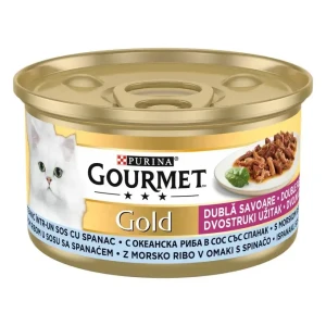 GOURMET® GOLD Duo, s oceanskom ribom i špinatom u umaku hrana za mačke 85g