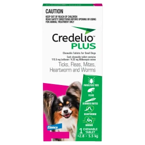 Credelio Plus za zaštitu od nametnika za pse težine 2,8kg-5,5kg / 1 tableta