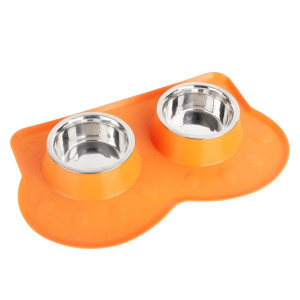 Pawise dupla posuda za pse sa silikonskom podlogom orange