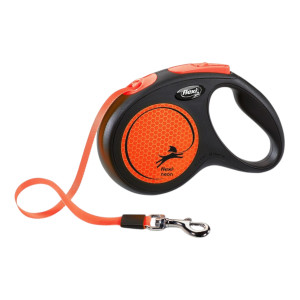Flexi Neon povodac za pse 5m / S tape - orange