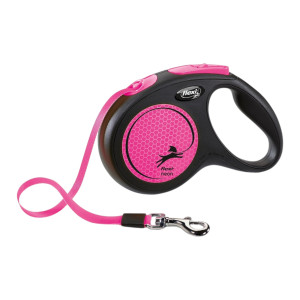 Flexi Neon povodac za pse 5m / S tape - pink