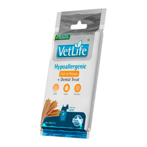 VetLife Natural Adult Mini Hypoallergenic + Dental treat Stick - riba i krompir poslastica za pse