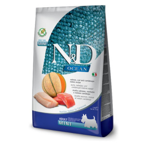 N&D Adult Mini Ocean - losos, bakalar, dinja suha hrana za pse 2,5kg
