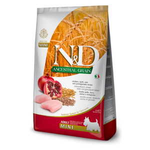 N&D Adult Mini Ancestral Grain - piletina, pšenica, nar suha hrana za pse 2,5kg