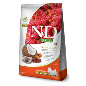 N&D Adult Mini Quinoa Skin & Coat - kvinoja, haringa, kokos i kurkuma suha hrana za pse 2,5kg