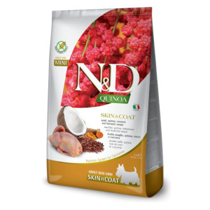 N&D Adult Mini Quinoa Skin & Coat - kvinoja, prepelica suha hrana za pse 2,5kg