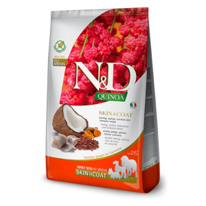 N&D Adult All Breeds Quinoa Skin & Coat - kvinoja, haringa, kokos i kurkuma suha hrana za pse 2,5kg