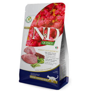 N&D Adult Quinoa Weight Management - janjetina, kvinoa, brokula i šparoge suha hrana za mačke 300g