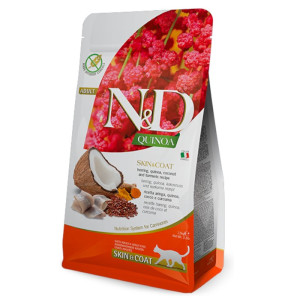 N&D Adult Quinoa Skin & Coat - haringa, kokos, kvinoja suha hrana za mačke 300g