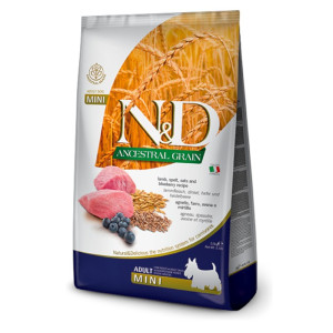 N&D Adult Mini Ancestral Grain - janjetina i borovnica suha hrana za pse 2,5kg