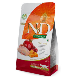 N&D Adult Neutered Pumpkin - prepelica, bundeva i nar suha hrana za sterilisane mačke 300g