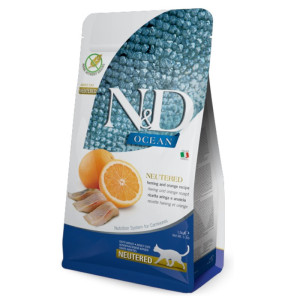 N&D Adult Neutered Ocean - haringa i narandža suha hrana za sterilisane mačke 300g