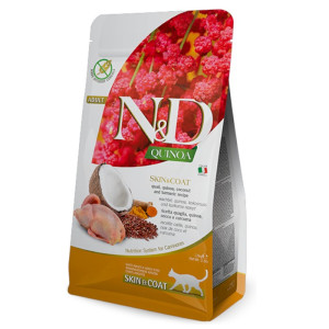 N&D Adult Quinoa Skin & Coat - prepelica suha hrana za mačke 1,5kg