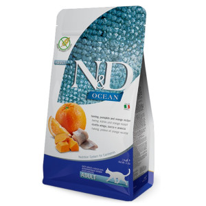 N&D Adult Ocean - haringa, bundeva, narandža suha hrana za mačke 300g