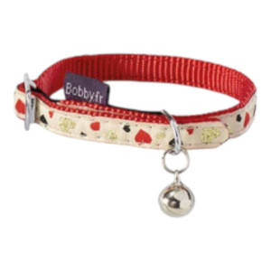 Croci Bobby ogrlica za mačke i male pse 10mm x 30cm crveno srce zvonce