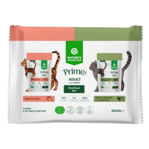 Nature's Protection Prime Adult Sterilised - losos, pastrmka, fazan, puretina hrana za mačke 4x80g