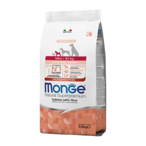 Monge Natural Superpremium Mini Puppy & Junior Monoprotein losos i riža suha hrana za štenad 2,5kg
