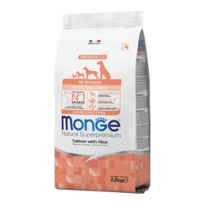 Monge Natural Superpremium All breeds Puppy & Junior Monoprotein losos i riža suha hrana za štenad 2,5kg