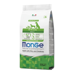 Monge Natural Superpremium All breeds Adult Monoprotein zečetina i riža suha hrana za pse 2,5kg