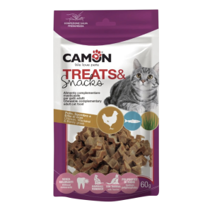 Camon Treat & Snacks Chicken - pileća poslastica s ječmenom travom za mačke 60g