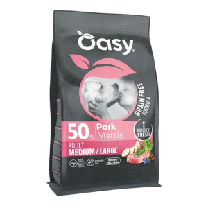 OASY Grain Free Adult Medium / Large Pork - svinjetina suha hrana bez žitarica za pse 2kg