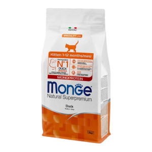 Monge Natural Superpremium Kitten 1-12 Monoprotein patka suha hrana za mačiće 1,5kg