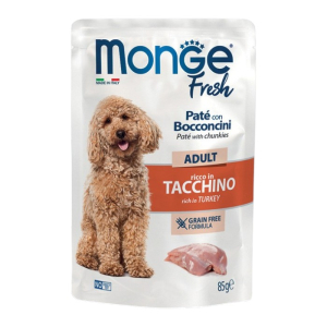 Monge Fresh Adult Pouch Turkey - puretina pašteta s komadićima hrana za pse 85g