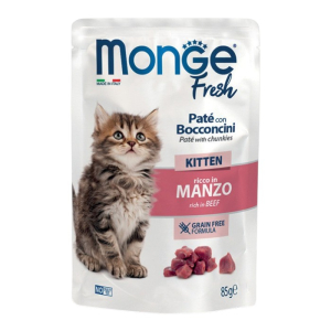 Monge Fresh Kitten Pouch Beef - govedina pašteta s komadićima hrana za mačiće 85g