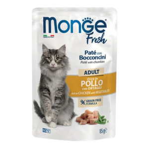 Monge Fresh Adult Pouch Chicken - piletina s povrćem pašteta s komadićima hrana za mačke 85g