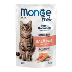 Monge Fresh Sterilised Pouch Salmon - losos pašteta s komadićima hrana za sterilisane mačke 85g